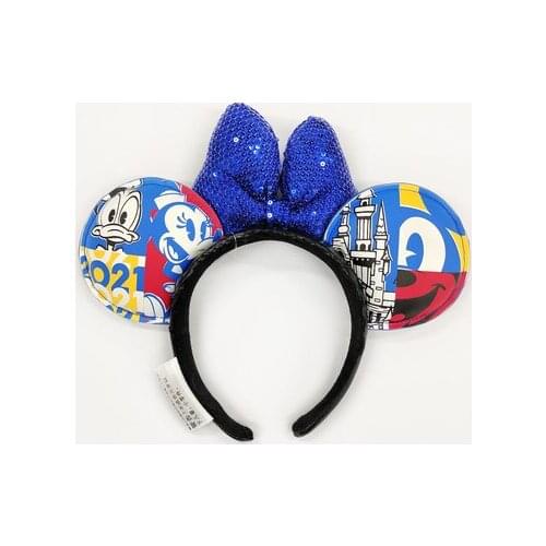 Original Disney 2021 new Mickey headband Minnie bow sparkly headband Amusement park photo props Girls Party Decoration