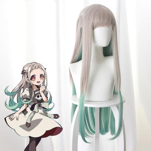Ground-bound Young Hua Zijun Ba Xun Ning Ning Silver Gray Gradient Green Shape Cos Wig Anime Game Long Straight Women Wig Hair