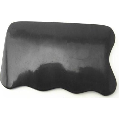 BUFFALO HORN Scraping Plate Gua Sha Board Scarping Therapy Traditional Chinese Massager BLACK WAVE Shape