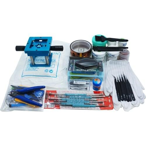 Blue 90MM BGA Reballing Station Handle Reball Jig 341pcs Stencil 250K Lead Solder Ball Solder Paste GOOT CP-1515 Belt Handi-VAC
