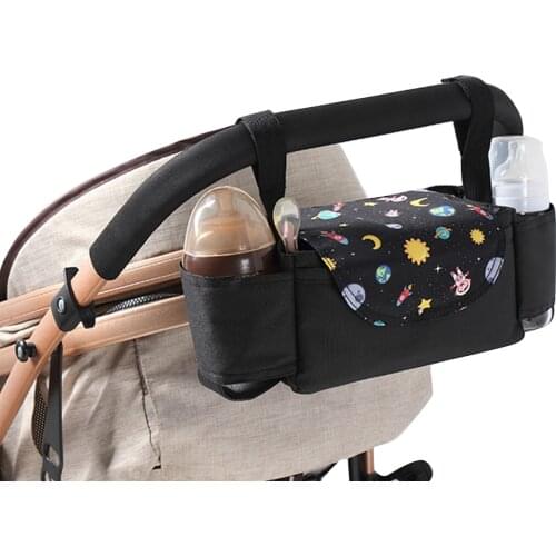 Cartoon Animal Storage Bag Floral Print Striped Multipurpose Mummy Bag Hanging Basket for Baby Carriage