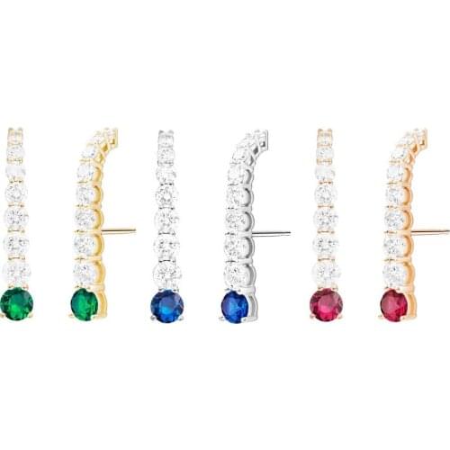 Sparking Bling Cubic Zirconia Jewelry Gold Color Fashion Women Geometric Cz Long Bar Stud Earring