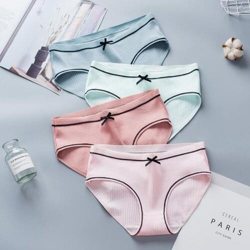 3Pcs/Lot Womens Cotton Panties Underwear Japanese Style Girl Underpants Super Breathable Female Briefs Sexy Bowknot Lingerie