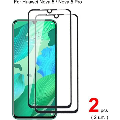 2pcs For Huawei Nova 5 Pro / Nova 5 Full Cover Tempered Glass Screen Protector 9H Hardness Protective For Huawei Nova 5 pro