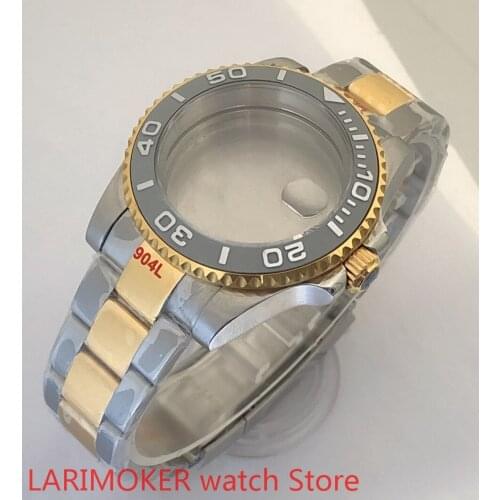 Sealed back 40mm sapphire glass with 904L stainless steel gold bracelet with ETA NH36 MH35 case gray bezel