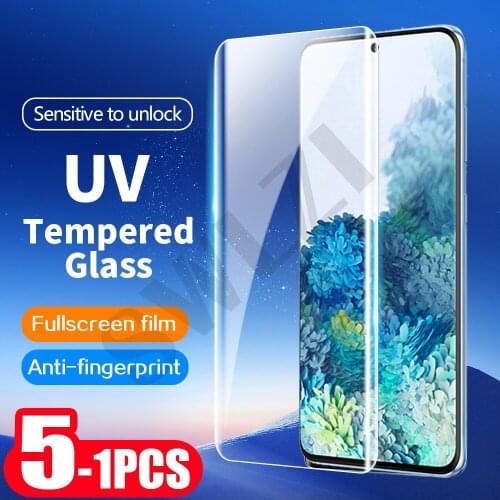 5-1Pcs UV full glue protective Film for Samsung Galaxy S8 S9 S10 plus phone screen protector on the tempered glass