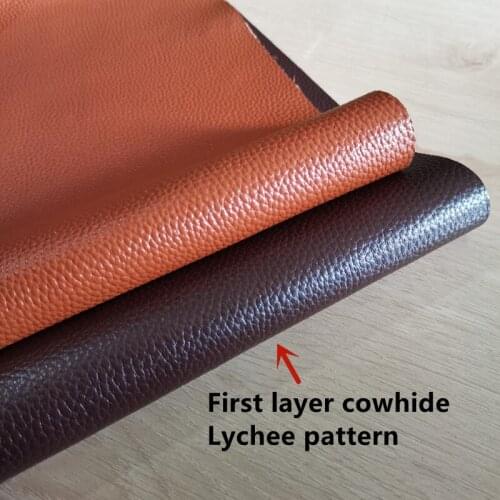 1.4-1.5mmBrown Series Suede Yellow Cowhide Lychee Pattern Upholstered Bedside Sofa Furniture Car Seat Whole Leather Fabric