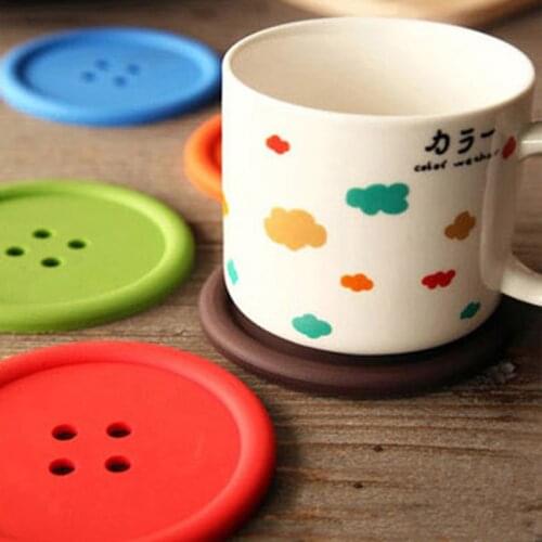 1pcs Cafe Round Silicone Coaster Coffee Cup Household Candy Color Mat Kitchen Insulation Pad