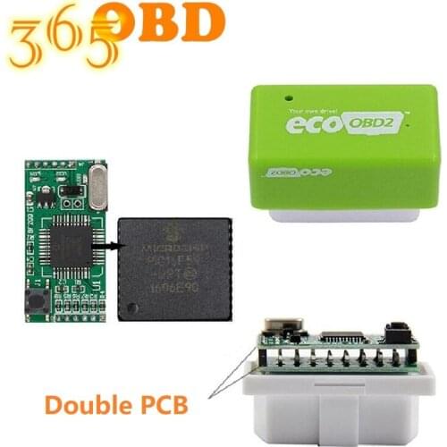 100Pcs ECOOBD2 Lower Emission Economy EcoOBD OBD Chip for Benzine Car Chip Tuning Box Plug and Drive Save15% Fuel Free shipping
