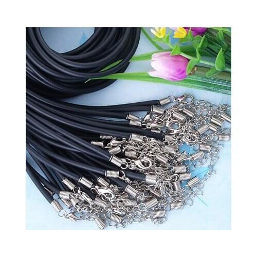 100PCS Elastic Rubber Pendant Cord String Lobster Clasp 50pcs 2mm and50pcs 3mm