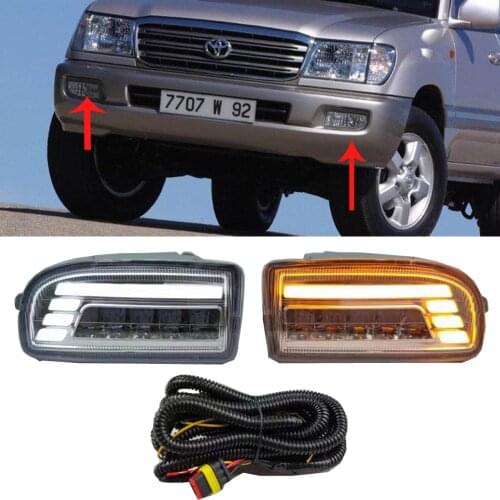 2pcs LED Front Fog Lamp Daytime Running Light For Toyota Land Cruiser 100 LC100 FJ100 1998 -2007 Accessories