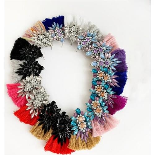 2019 New Fringed Statement Earrings Wedding Tassel Multicolored Hot Fashion Crystal Drop Earrings Jewelry Women Brinco Christmas