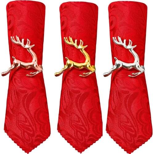4/6/12Pcs Christmas Deer Napkin Rings for Christmas, Holiday Parties, Dinner Parties, Weddings Receptions, Dining Table Decor