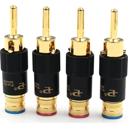 4Pcs High Quality New Copper Nakamichi Speaker Cable Banana Plug with Lock Speaker Amplifier Connector
