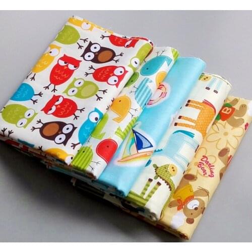 5pcs 40cm*50cm Cartoon Cotton Fabric Fat Quaters sewing baby cloth Quilting scrapbooking Patchwork Fabric diy tecido tissue