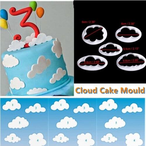 5 Pcs/set Cloud Cake Mould Diy Mold ABS Mold Cookie Mold Fondant Mold Cake Decorating Tools Mold For Baking Kitchen Accessories