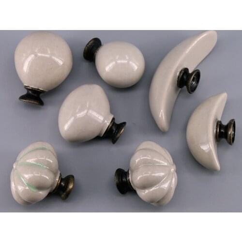 6PCS Various Grey Color Ceramic Cupboard Knob Cabinet Knob Kitchen Handle Drawer Pull Vintage Bronze Base