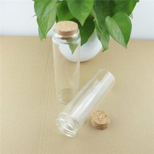 6 Pieces 47*150mm 200ml Cork Glass Bottle Stopper Spicy Storage Jar Bottle Test Tube Containers spice candy Glass Jars Vials