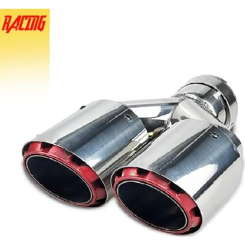 Car Universal Double-Outlet Throat Exhaust Muffler Tip Exhaust End Pipe Tail Pipe Tip Can Accept Customer Logo