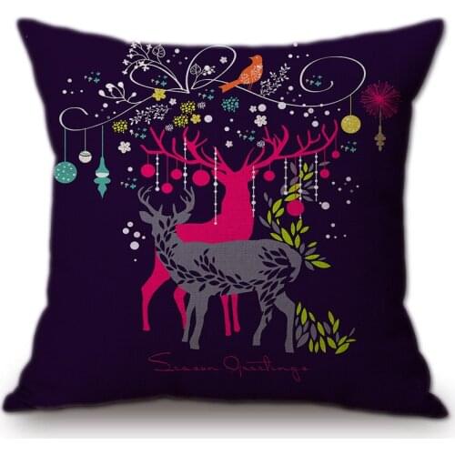 Cartoon Reindeer Decorative Christmas Pillow Xmas Tree Jungle Bell Ball Letter-formed Home Decor Sofa Cushion Cover Pillowcase