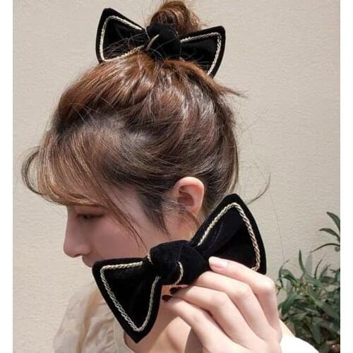 Women South Korea Bow Headbands Sweet Hair Rope Charming Web Celebrity Hair Ponytail Elastic Rope d88