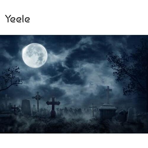 Yeele Halloween Backdrop Tombstone Moon Night Scary Scene Baby Photographic Photography Background Photo Studio Photophone Props