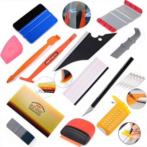 FOSHIO Vinyl Carbon Fiber Scraper Tool Kit Window Household Cleaner Tint Magnet Stick Squeegee Cutter Car Styling Accessories