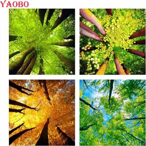 Natural Green Tree landscape,5D DIY Diamond Painting,Cross Stitch,Full,Square & Round Diamond Embroidery,Diamond Mosaic,4 pcs