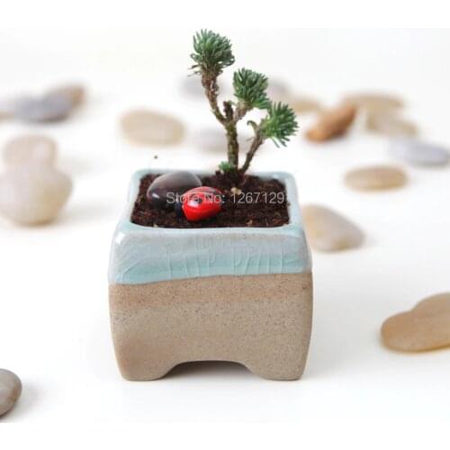 Jingdezhen ceramic flower pot Desktop green plant flower culture container with leaking hole