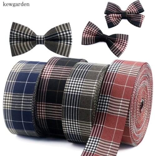 Kewgarden 2" 1" 3/8" Grid Layering Cloth Fabric Ribbons Handmade Tape DIY Bowknot Cotton Ribbon Garment Accessories 8Meter / Lot