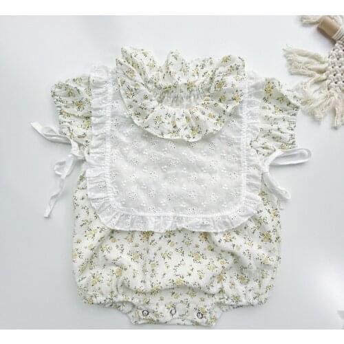 Baby Girl Onesie Summer Cotton Floral Lace Short Sleeve Bodysuit Toddler Girls Clothes Outfit