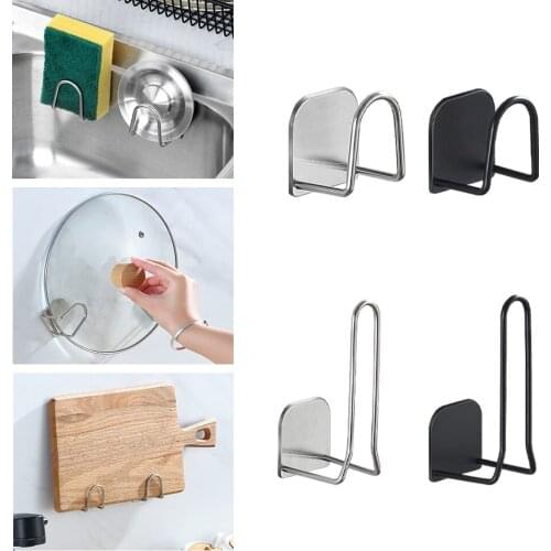 Kitchen Stainless Steel Sponges Holder Drain Drying Rack Self Adhesive Sink Shelf Kitchen Accessories Storage Organizer Gadgets