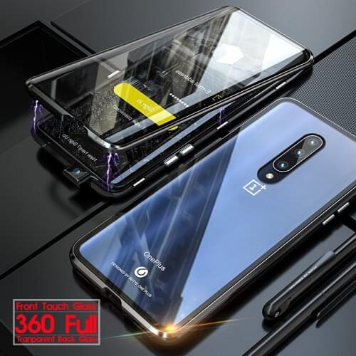 Magnetic Tempered Glass Case For Oneplus 9 Pro One Plus 8 8t 7 7t Pro Metal Bumper Case For Oneplus Nord Full Front Back Cover