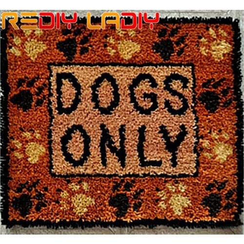 Latch Hook Rug Kits Crocheting Carpet Rug Dogs Only Acrylic Yarn Pre-Printed Canvas Cushion Mat DIY Crochet Tapestry Art Crafts