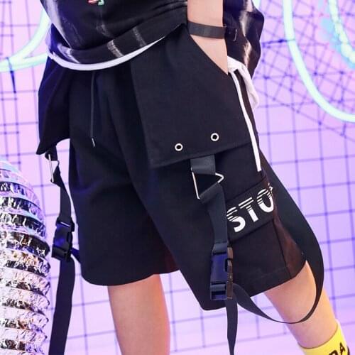 New Hip Hop Dance Costumes For Boys Children Black Hiphop Shorts Girls Street Dance Clothes Stage Outfit Modern Wear DQS4328