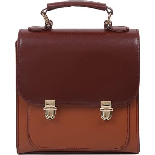 Popular Simple Female Daily Bag Fashion Mini Shoulder Rucksack Retro PU Women School Shoulder Bag Hasp Bagpack