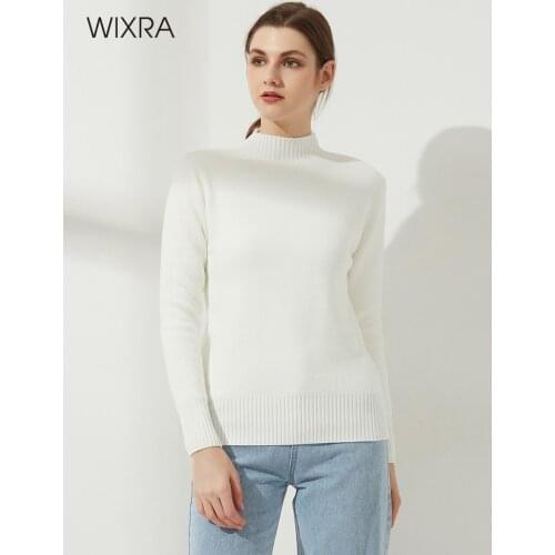 Wixra Womens Knitted Pullover Sweater Ladies Long Sleeve Thick Warm Velvet Basic Jumpers Autumn Winter Stylish Turtleneck Tops