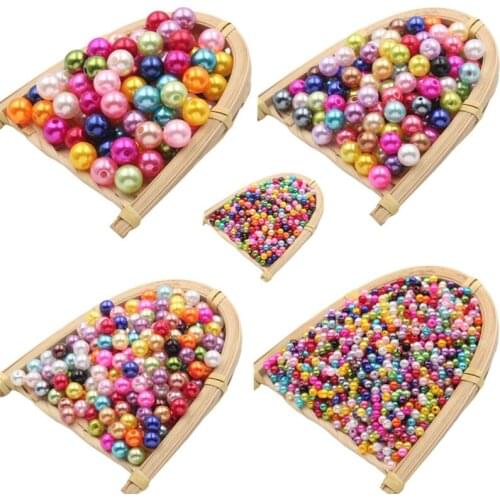 4/6/8/10/12mm Straight Hole Acrylic ABS Imitation Pearl Bead Colorful Round Loose Beads For DIY Craft Clothing Garment Supplies