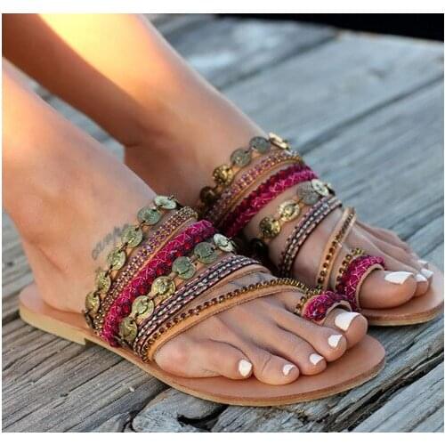 Women Sandals Bling Crystal Summer Shoes Woman Beach Flat Sandals Flip Flop Ladies Soft Bottom Slippers Female WY-08