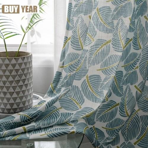 Nordic Pastoral Geometric Printing Cotton and Linen Blackout Curtains for Living Room Bedroom Balcony Bay Window Customization