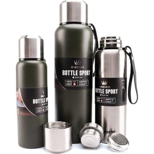 500/750/1000ml Russian outdoor thermos portable 1 Liter large capacity stainless steel mug military style vacuum bottle