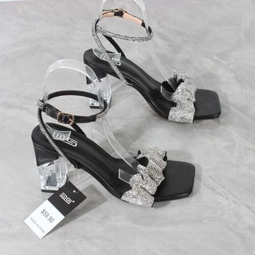 Womens Shoes 2021 Summer New Rhinestone Open-toe Hollow High-Heeled Sandals Womens Heels Fashion Party Net Red Tide 8.5CM