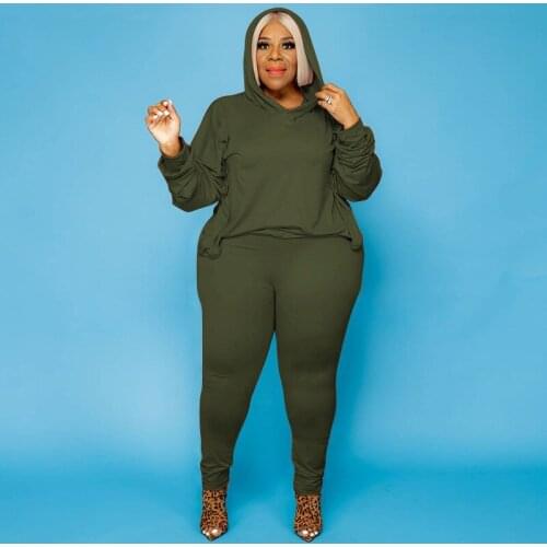 Plus Size Outfits Matching Sets Woman Hoodies Long Sleeve Crop Top Set Leggings Joggers 2 Piece Tracksuit Wholesale Dropshipping