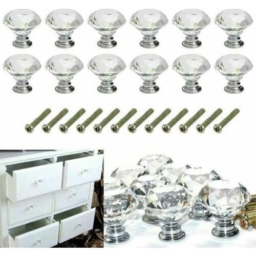 16Pcs/Set Multi-Purpose Cupboard Knob Furniture Knobs Crystal Diamond Glass Door Handles Wardrobe Pulls Door Hardware Safety