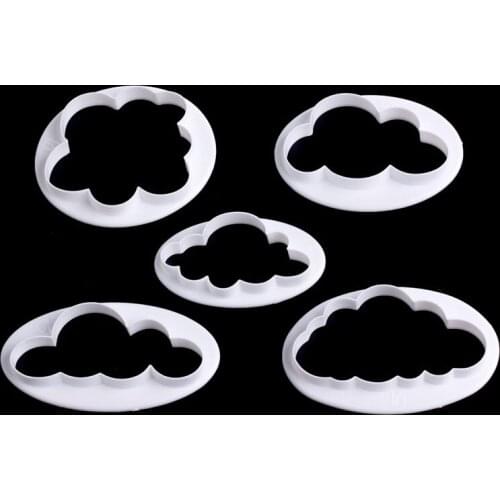 5Pcs 3D Cloud Plastic Fondant Cutter Cake Mold Sugarcraft Mold Decorating Tools
