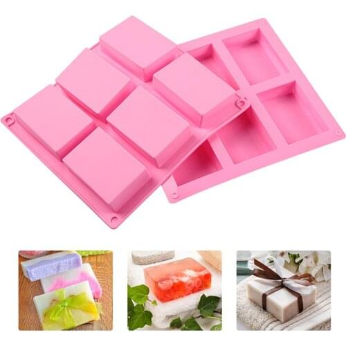 6 Cavity Rectangle Silicone Soap Mold DIY Making Homemade Cake Mould Handmade Soap Making Craft for Home Bathroom Soap Forms#40