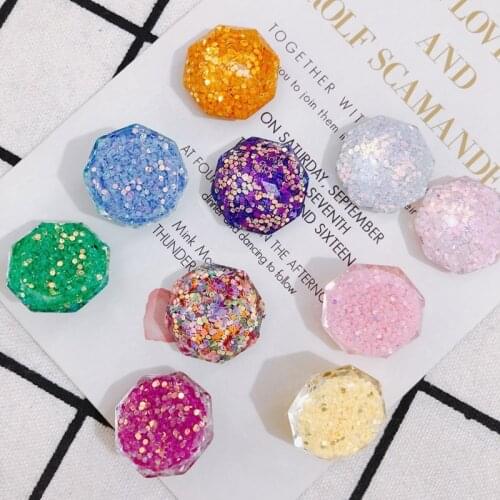 DIY Jewelry Acrylic Flat Bottom Diamond Glossy Glitter Symphony Handmade Material Patch Ear Ornament Hair Ornament Material 8pcs