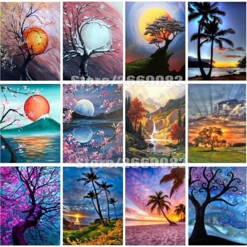 5D DIY Diamond Painting Sunrise Landscape Diamond Embroidered Cross Stitch Home Decoration Christmas Gift TT1265