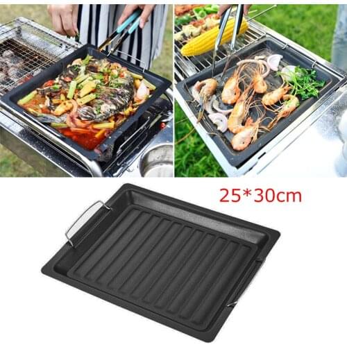 BBQ Non-stick Frying Pans Barbecues Barbecue Pan Rectangular Barbecue Pan Outdoor Picnic Tools Kitchen Cooking