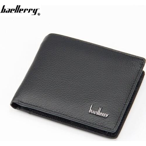 Baellerry Famous Brand Bifold Wallet men purse Genuine Leather men wallet Passport Credit ID Card Slots Coin Pouch Purse